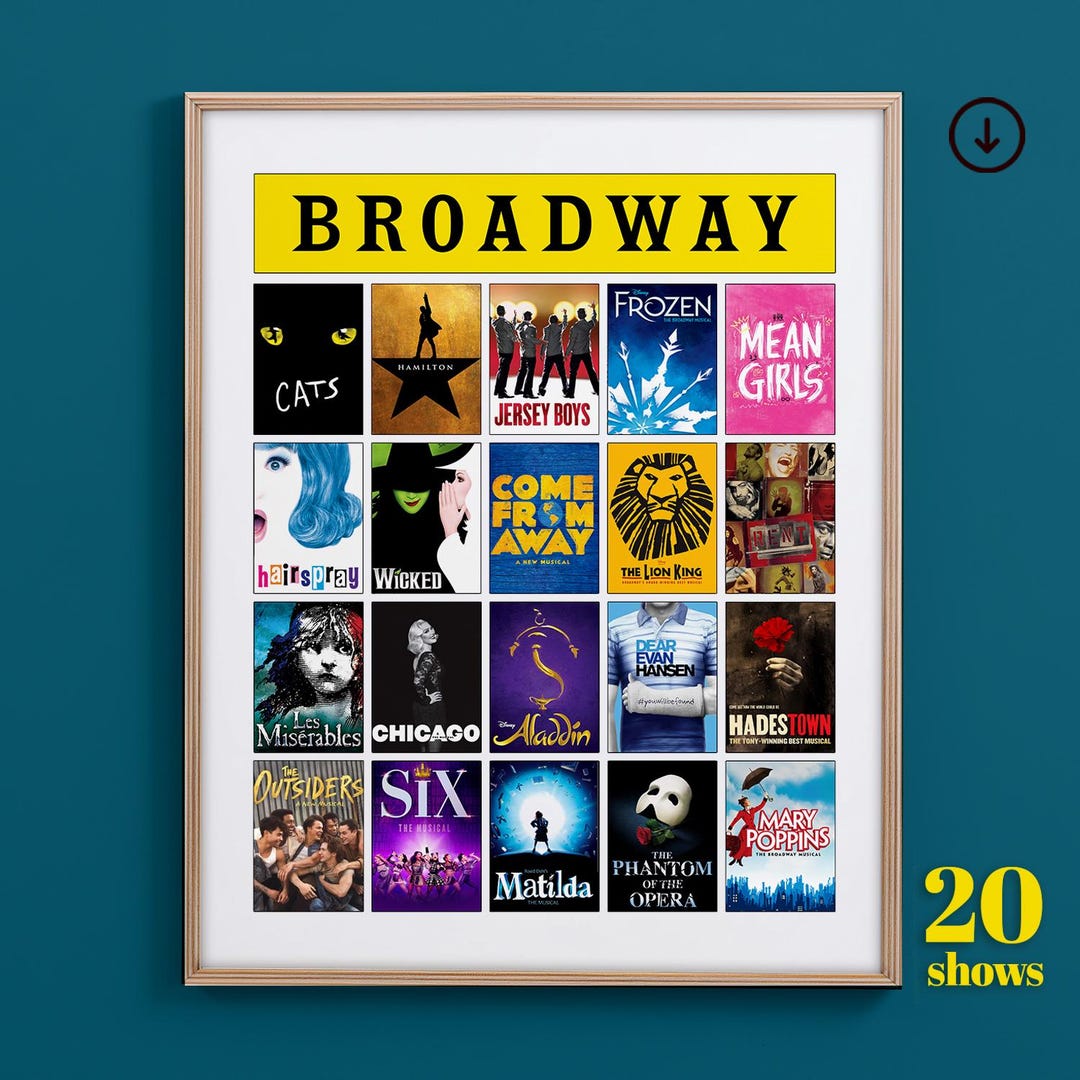 Custom Broadway Musical Print | 20 Show Collage | Personalized Theater ...