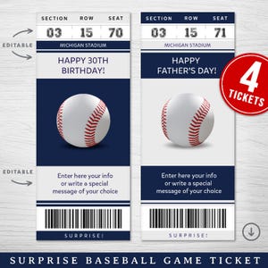 Digitales New York Colors Surprise Ticket Geschenk, NY Baseball Game Ticket, Baseball Game Surprise Gift Ticket, bearbeitbares Sport Geschenkticket