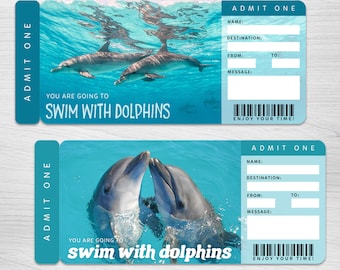 Digital Swim with DOLPHINS Surprise Trip Gift Ticket, Dolphin Encounter Surprise Reveal, Printable Surprise Swimming with Dolphins Ticket