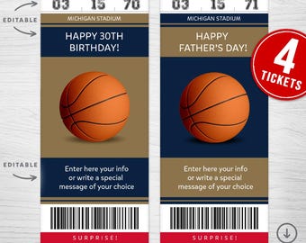 Printable New Orleans Game Surprise Gift Ticket | Basketball Game Reveal Ticket