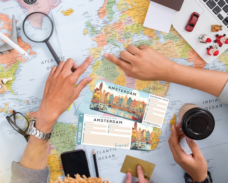 Billete sorpresa de viaje digital a ÁMSTERDAM ︱Tarjeta de embarque para Países Bajos ︱Revelación de escapada de vacaciones ︱Vale regalo para Europa imagen 7