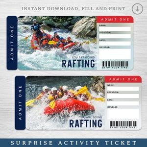 Digital RAFTING Surprise Trip Gift Ticket, Rafting Gift Voucher, Rafting course Surprise Reveal, Rafting Gift Certificate