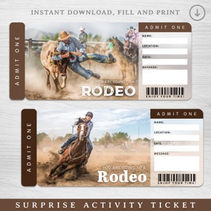 Digitale Rodeo Surprise Trip Geschenkkarte, BARREL Racing Surprise Reveal, druckbare Surprise State Fair Ticket, Reitpferd Überraschungsgeschenk