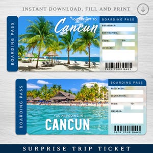 Digitales CANCUN-Überraschungsticket, Cancun-Bordkarte, Mexiko-Urlaubsticket, Urlaubsgeschenkgutschein, Cancun-Flugticket