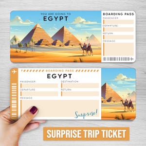 ÉGYPTE Billet cadeau voyage surprise numérique, Carte d'embarquement imprimable, Billet vacances imprimable, Billet voyage, Billet anniversaire surprise personnalisé