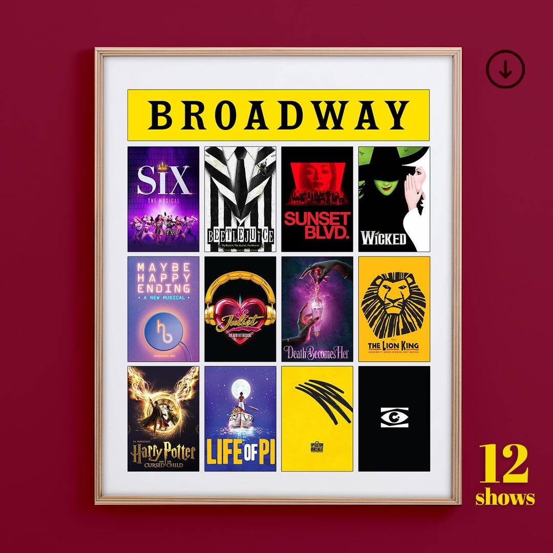 Custom Broadway Musical Print | 12 Show Collage | Personalized Theater ...