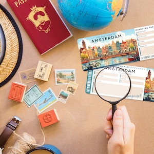 Billete sorpresa de viaje digital a ÁMSTERDAM ︱Tarjeta de embarque para Países Bajos ︱Revelación de escapada de vacaciones ︱Vale regalo para Europa imagen 4