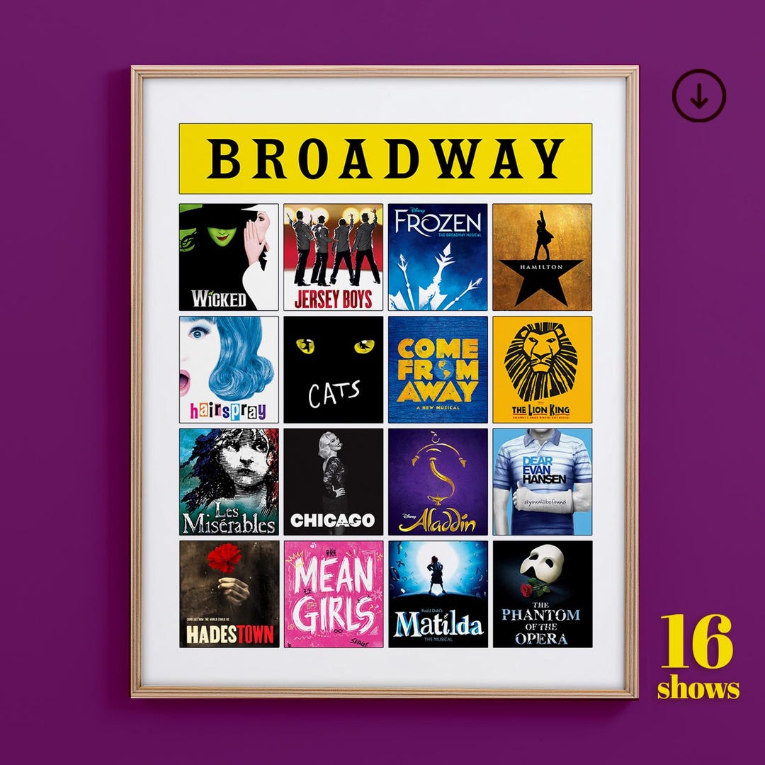 Custom Broadway Musical Print | 16 Show Collage | Personalized Theater ...