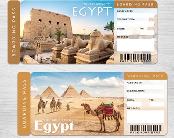 Digital EGYPT Trip Surprise Gift Ticket︱Printable Boarding Pass︱Vacation getaway voucher︱Surprise Travel Reveal