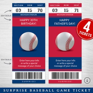 Digitales Philadelphia Colors Surprise Ticket Geschenk, Philadelphia Game Ticket, Baseball Game Surprise Gift Ticket, bearbeitbares Baseballticket