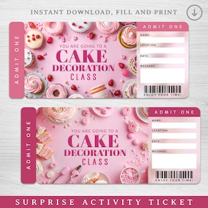 Biglietto a sorpresa per il corso di decorazione di torte digitale, Buono regalo a sorpresa per il corso di pasticceria, Buono regalo per il corso di cucina, Esperienza di cucina