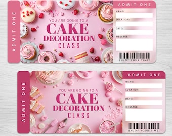 Digital Cake Decoration Class Surprise Ticket, Baking Class voucher Surprise Gift Reveal, Cooking class Gift Voucher, Cooking Experience