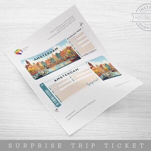 Billete sorpresa de viaje digital a ÁMSTERDAM ︱Tarjeta de embarque para Países Bajos ︱Revelación de escapada de vacaciones ︱Vale regalo para Europa imagen 3