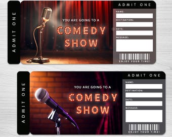 Printable COMEDY SHOW Surprise Ticket︱Stand Up Comedy Event Invitation