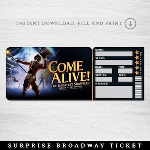 Druckbar werde lebendig! Broadway-Überraschungskarte, Musical-Sammeltheaterkarte, The Greatest Showman Circus Spectacular Ticket