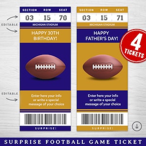 Digitales Baltimore Colors Sport Surprise Ticket Geschenk, Fußballspiel Überraschungsgeschenk Karte, Spiel Faux Karte, druckbare Baltimore Spiel Karte