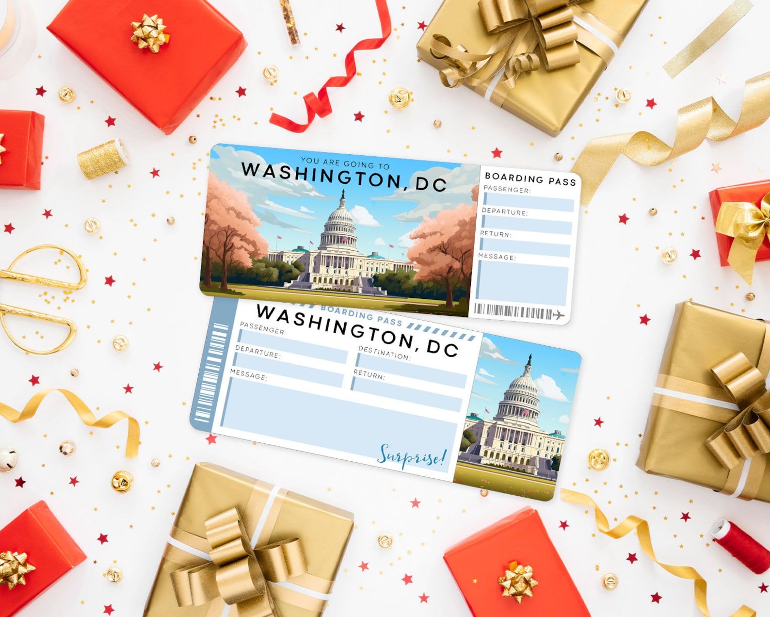Digital WASHINGTON DC Trip Surprise Gift Ticket︱fake Boarding Pass ...