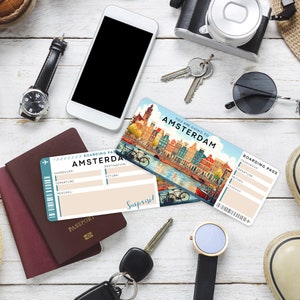 Billete sorpresa de viaje digital a ÁMSTERDAM ︱Tarjeta de embarque para Países Bajos ︱Revelación de escapada de vacaciones ︱Vale regalo para Europa imagen 5