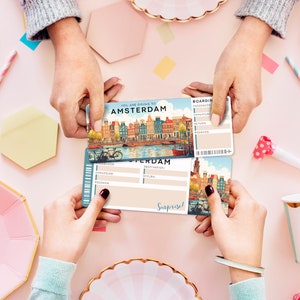 Billete sorpresa de viaje digital a ÁMSTERDAM ︱Tarjeta de embarque para Países Bajos ︱Revelación de escapada de vacaciones ︱Vale regalo para Europa imagen 6