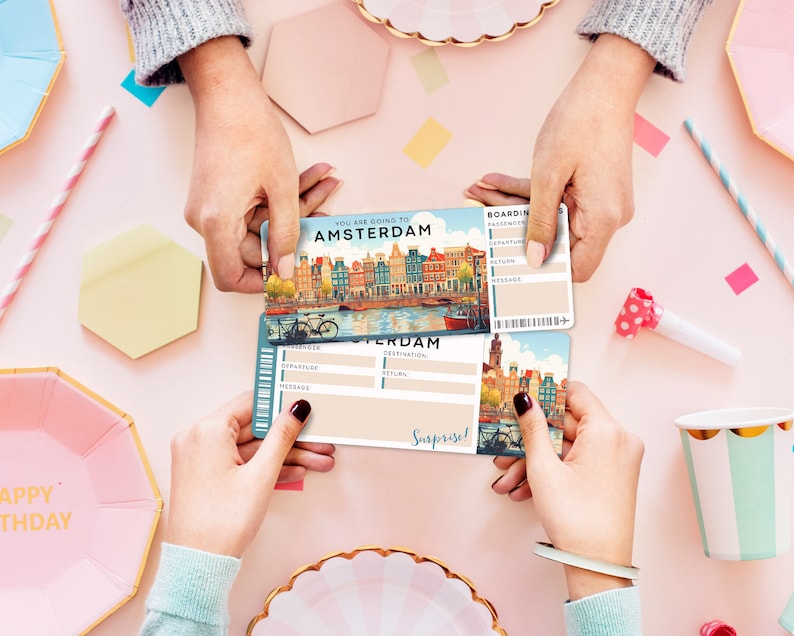 Billete sorpresa de viaje digital a ÁMSTERDAM ︱Tarjeta de embarque para Países Bajos ︱Revelación de escapada de vacaciones ︱Vale regalo para Europa imagen 6