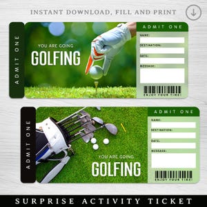 Regalo de boleto de viaje de golf sorpresa, vale de regalo de CLASES DE GOLF, tarjeta de regalo de golf, regalo de golf, invitación de golf, certificado de regalo de golf