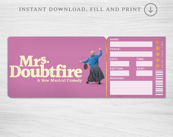 Mrs DoubtfireBRoadway Surprise Ticket︱Musical Theatre Ticket︱Event Geschenk enthüllen