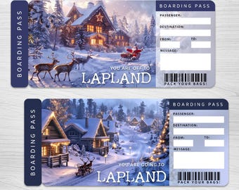 Digital LAPLAND Trip Surprise Gift Ticket︱Lapland Printable Boarding Pass︱Santa's village vacation trip ticket