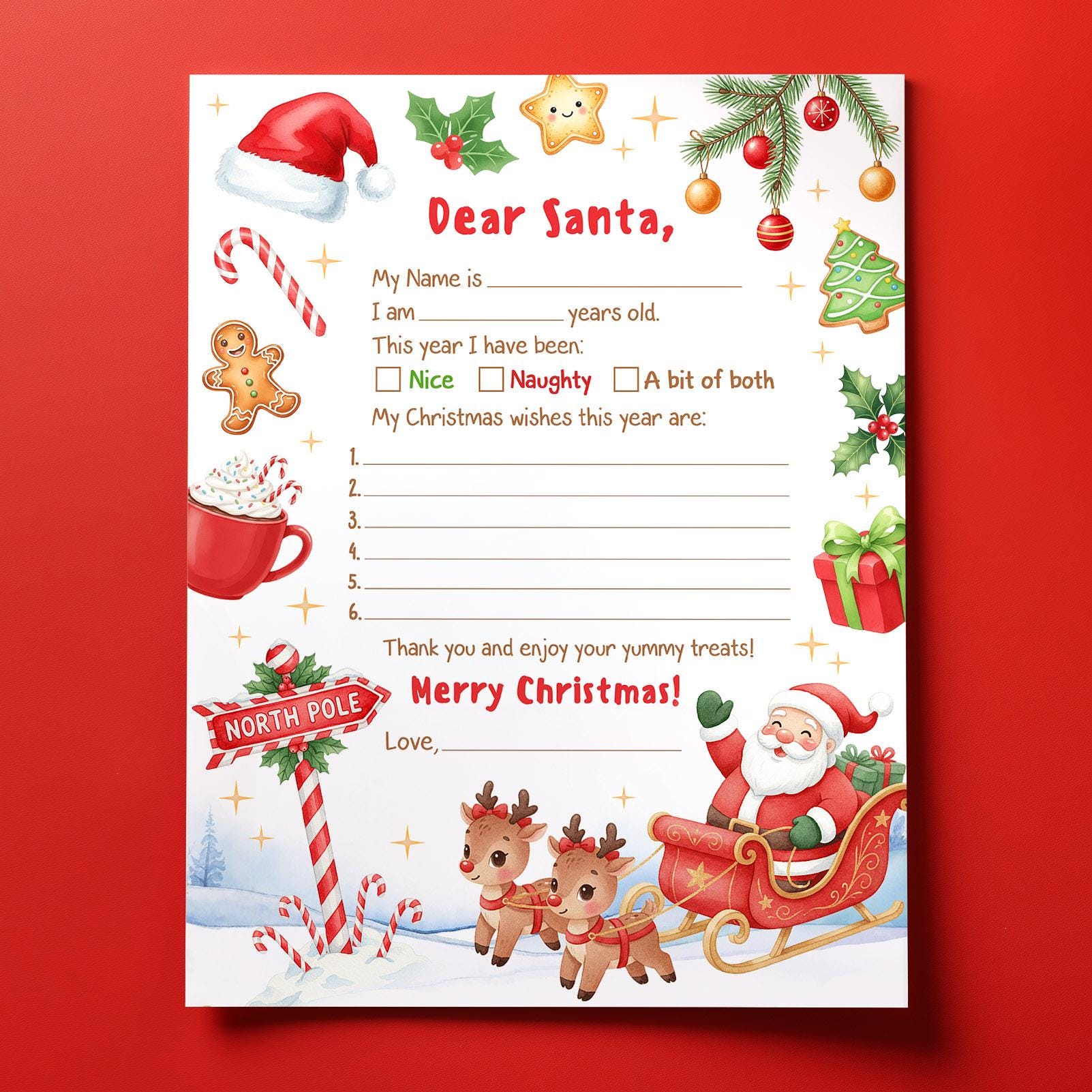 Printable Letter to Santa | Santa Wish List Letter | Kids Christmas ...