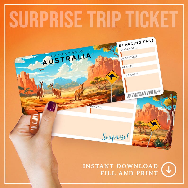 Digital AUSTRALIA Trip Surprise Gift Ticket︱australia Boarding Pass ...