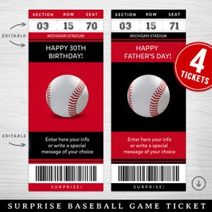 Digitales Cincinnati Baseball Surprise Ticket Geschenk, Cincinnati Game Ticket, Baseball Game Surprise Gift Ticket, bearbeitbares Sportspielticket