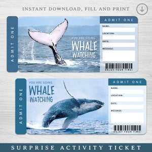 Digitales Whale Watching Surprise Trip Geschenkticket, Walbegegnung Surprise Reveal, Printable Surprise Whale Watching Trip Ticket