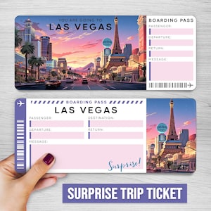 Billet numérique pour voyage surprise à LAS VEGAS, carte d'embarquement imprimable pour Las Vegas, billet de vacances imprimable, bon cadeau LA, cadeau modifiable