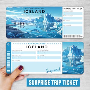 Digitales ISLAND Überraschungsticket, ISLAND druckbare Bordkarte, druckbare Urlaubskarte, Urlaubsgeschenkgutschein, bearbeitbares Geschenk