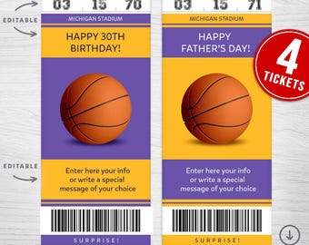 Printable Los Angeles Game Surprise Gift Ticket | Basketball Game Reveal Ticket