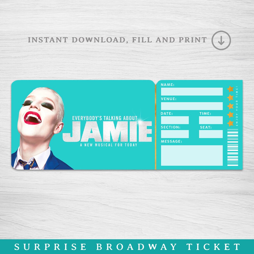Printable Jamie Broadway Surprise Ticket︱musical Theatre Ticket︱event ...
