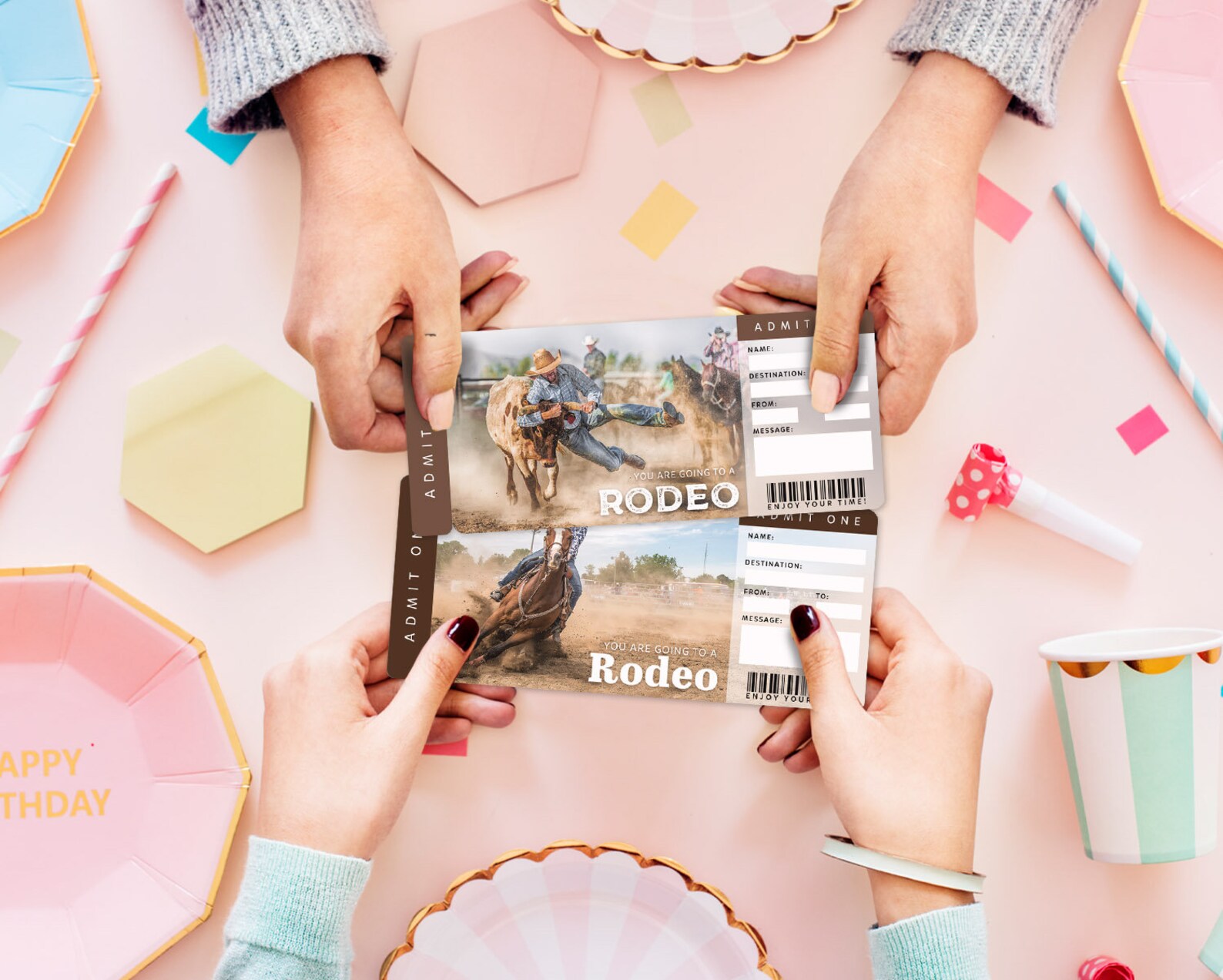 Printable Rodeo Surprise Ticket︱barrel Racing Gift Voucher︱state Fair ...