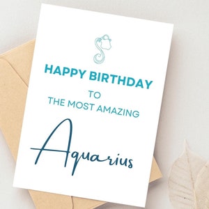 Carte d'anniversaire zodiaque Verseau, carte d'anniversaire astrologique, carte d'anniversaire signe astrologique, carte d'anniversaire signe du zodiaque, téléchargement immédiat