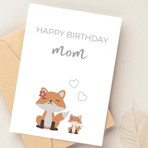 Carte d'anniversaire pour mère, jolie carte d'anniversaire pour maman de sa fille, design minimaliste et frais, voeux d'anniversaire pour maman, téléchargement immédiat
