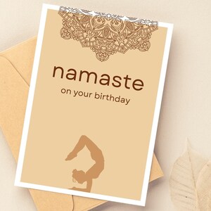 Yoga Fan Birthday Card, Yoga Greeting Card, Happy Birthday Printable Card for Yoga Teacher/Instructor, Instant Download, Namaste Card