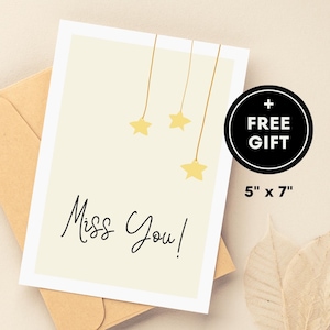I Miss You Card Printable: Long Distance Friendship/Marriage Gift (PDF Download)