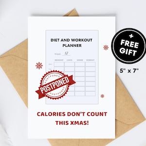 Funny Christmas Card for Gym Lover: Witty Workout Joke (Printable Download, PDF, 5x7 in)