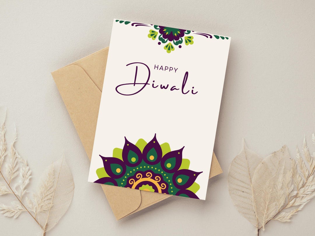 Diwali Rangoli Card: Elegant Deepawali Greeting (printable PDF File ...