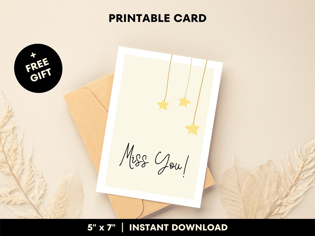I Miss You Card, Printable Digital Download, Thinking of You Card ...