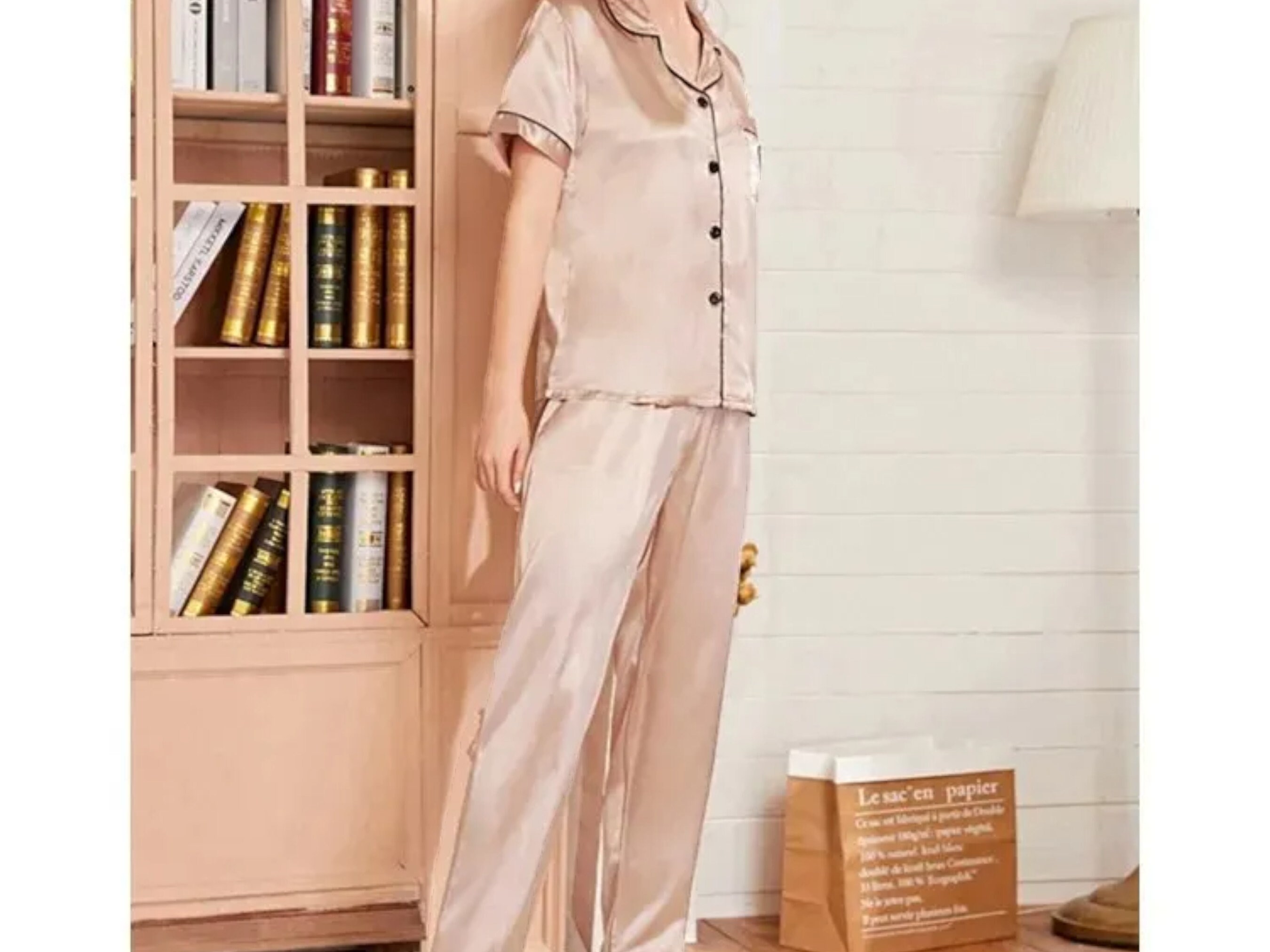 Heart Print Satin Pajama Set