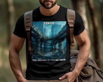 Post apocalyptic t-shirt Tokyo shirt end of the world gift Tokyo t shirt natural disaster plant nature is taking over wasteland