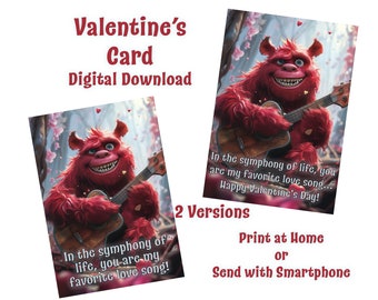 Druckbare Valentinskarte, digitale Karte, Für Sie, Für Ihn, Liebe, Verliebt, Valentinstag, Download, Selber Drucken, Whatsapp Karte