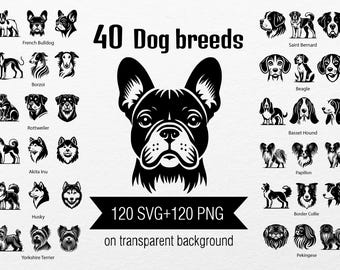 Dog Breeds Clipart: 120 SVG & PNG Illustrations