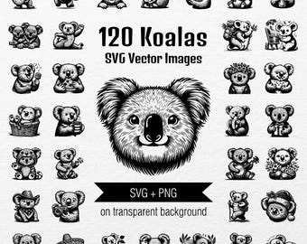 120 Koala SVG Clipart: Sports, Music, Costumes (Digital Download)