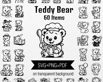 Teddy Bear SVG Bundle: Sports, Music, Dance Clipart (Digital Download)