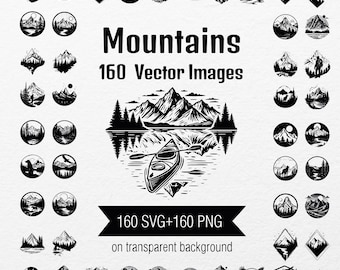 Mountains SVG Clipart Bundle: Forest Animals, Nature Scenes (160 Images)